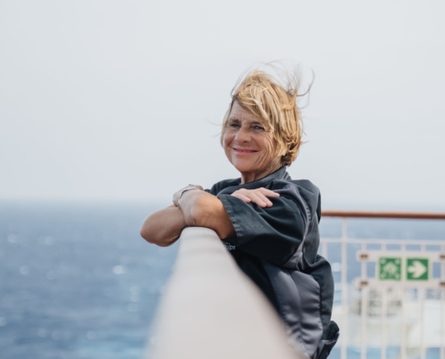 Anne Marie Demesmaecker op het schip.