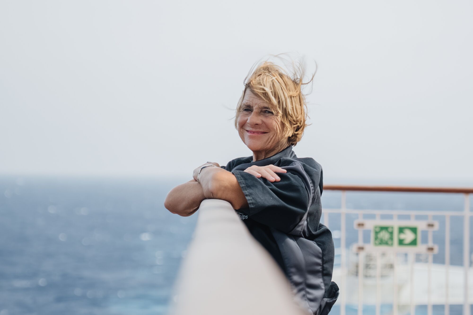 Anne Marie Demesmaecker op het schip.